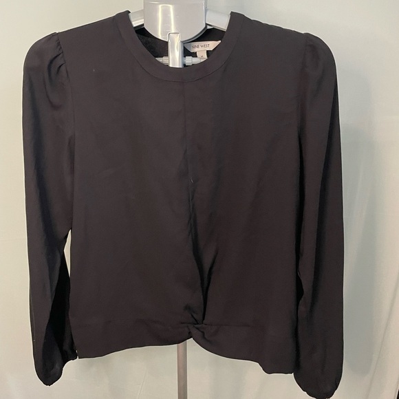 Nine West Black twist front long sleeved blouse size M - Picture 1 of 10